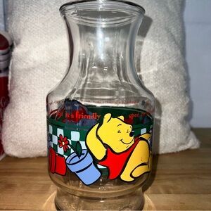 Vintage Anchor Hocking Disney Winnie the Pooh Glass Juice Carafe Pitcher Eeyore